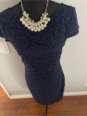 Scarlett Navy Lace Sheath Midi Dress